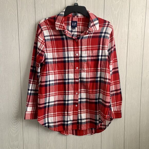 Gap Red Blue Plaid Flannel Button Shirt Size Small NWT - Picture 1 of 3